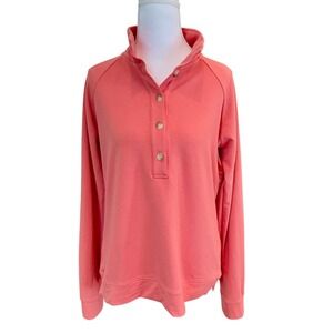 Renwick Womens Pullover Sweatshirt M Coral Golf Athleisure Resort Wear Preppy